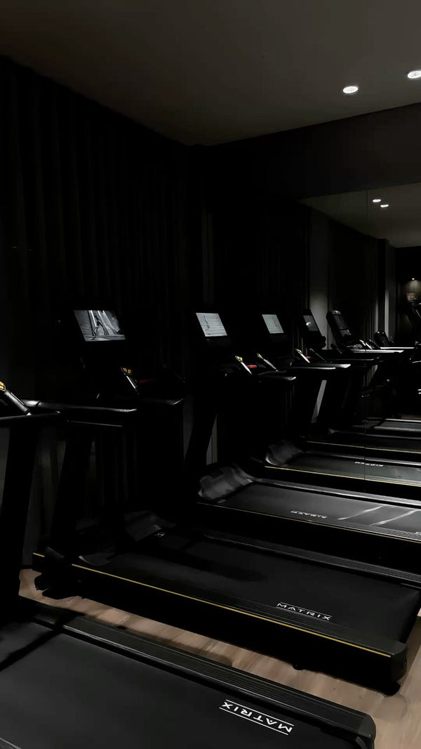 Moody dark gym with treadmills