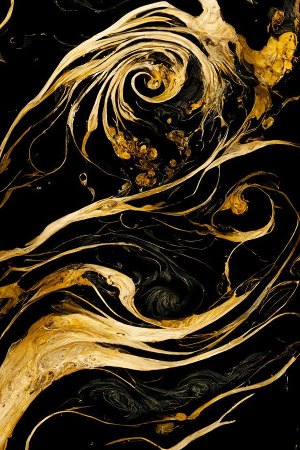 Black and gold liquid marble swirl
